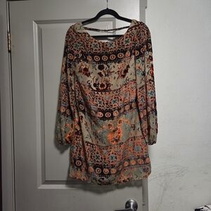 Willow & Clay Multicolor Bohemian Long Sleeve Dress